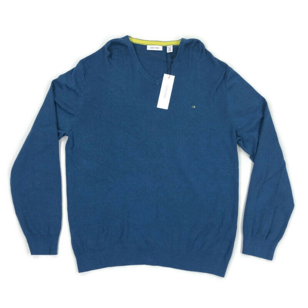 Calvin Klein Mens V Neck Sweater Pullover Casual